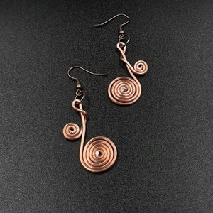 Copper earrings, Pure copper earrings, Elegant earrings, 7th Anniversary gift