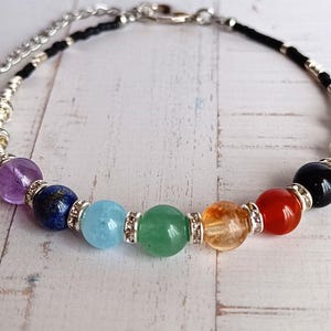7 chakra bracelet made of natural stones, women's lithotherapy bracelet, handmade wellness gift