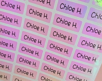 Roze hologram naamlabels l Waterdichte kinderdagverblijflabels l Vaatwasmachinebestendige stickers l Naamstickers l Schoolbenodigdhedenlabels l DEZELFDE DAG VERZENDING