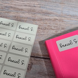 waterproof name label, name labels, name sticker, daycare name sticker, school supply labels, labels for water bottle, dishwasher safe label, waterproof label, waterproof stickers, namehello, white name stickers, back to school name labels, NAMEBOX