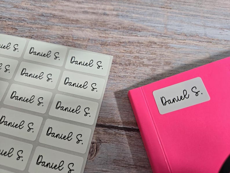 waterproof name label, name labels, name sticker, daycare name sticker, school supply labels, labels for water bottle, dishwasher safe label, waterproof label, waterproof stickers, namehello, white name stickers, back to school name labels, NAMEBOX