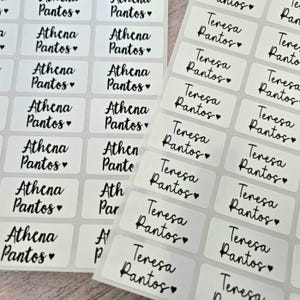 waterproof name label, name labels, name sticker, daycare name sticker, school supply labels, labels for water bottle, dishwasher safe label, waterproof label, waterproof stickers, namehello, white name stickers, back to school name labels, NAMEBOX