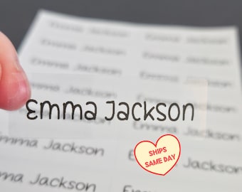 20 Clear Name Label, Waterproof Dishwasher Safe, Personalized Clear Name Labels for School, Daycare, Camp, Small Business, Back to School