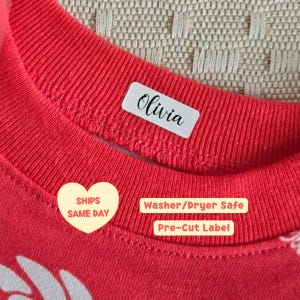 50 Clothing Labels, Washer Dryer Safe, Iron-on Pre-Cut Fabric Name Labels, Washable Clothing Labels for Nursing Homes, Camp, DayCare