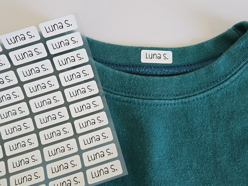 iron-on label, fabric label, clothing label, Washer & Dryer Safe, Personalized Clothing Name Labels/Tags for Nursing Homes, Camp, Day Care, waterproof label, name label, name sticker, waterproof sticker, labels for water bottle, daycare name label, NAMEBOX, NAMEHELLO