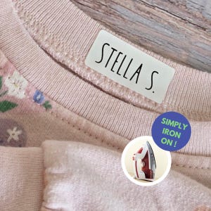 Iron-on label, clothing labels, clothing labels washable, clothing tag, Iron-On Name Labels for Clothing, Laundry Safe label, waterproof label, waterproof sticker, daycare label, dishwasher safe label, washer safe label, dryer safe label, namehello, NAMEBOX