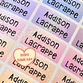 30 Rainbow Holographic ULTRA WATERPROOF Name Stickers, Personalized Labels for kids Daycare Business Back to School, Dishwasher Safe, Medium