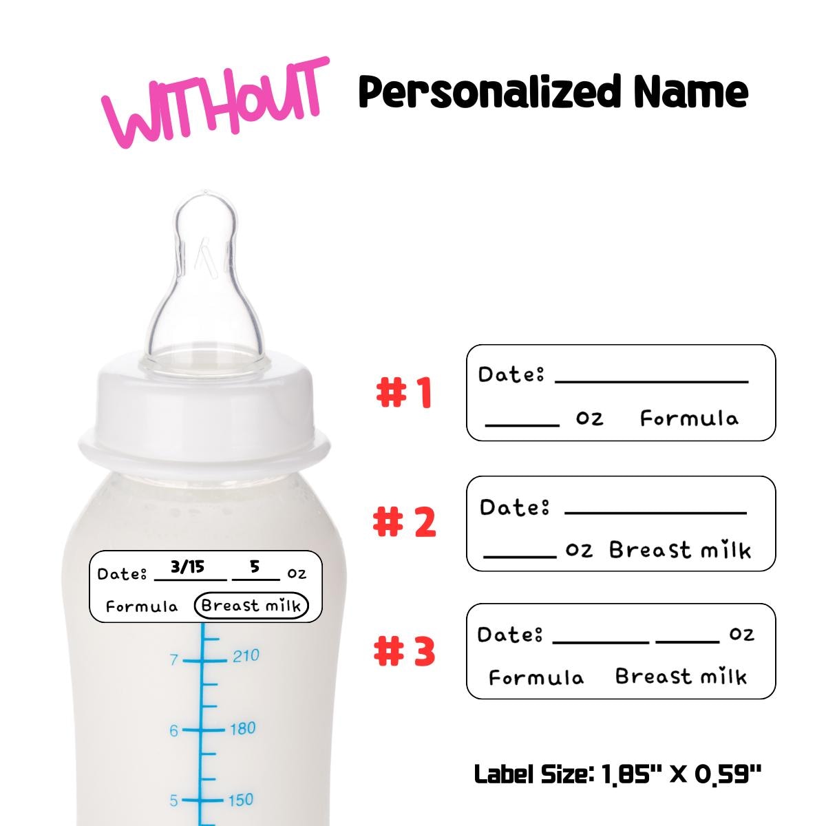 100 Baby Bottle Labels for Daycare - Personalized Breast Milk Daily ...