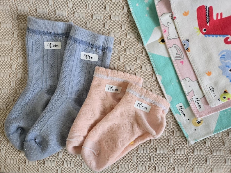 iron-on label, fabric label, clothing label, Washer & Dryer Safe, Personalized Clothing Name Labels/Tags for Nursing Homes, Camp, Day Care, waterproof label, name label, name sticker, waterproof sticker, labels for water bottle, daycare name label, NAMEBOX, NAMEHELLO