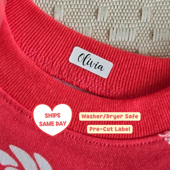 50 Clothing Labels, Washer Dryer Safe, Iron-on Pre-Cut Fabric Name Labels, Washable Clothing Labels for Nursing Homes, Camp, Back to School