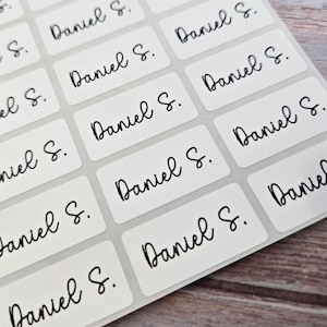 waterproof name label, name labels, name sticker, daycare name sticker, school supply labels, labels for water bottle, dishwasher safe label, waterproof label, waterproof stickers, namehello, white name stickers, back to school name labels, NAMEBOX