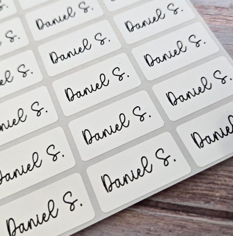 waterproof name label, name labels, name sticker, daycare name sticker, school supply labels, labels for water bottle, dishwasher safe label, waterproof label, waterproof stickers, namehello, white name stickers, back to school name labels, NAMEBOX