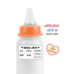 100 Baby Bottle Labels for Daycare - Personalized Breast Milk Daily Date Labels - Multi-Use, Waterproof, Sterilizing, Dishwasher Safe