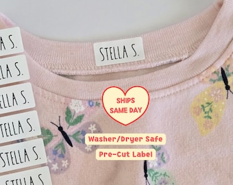 30 Iron on Clothing Name Labels, Washer/Dryer Safe, Custom Clothing Tags