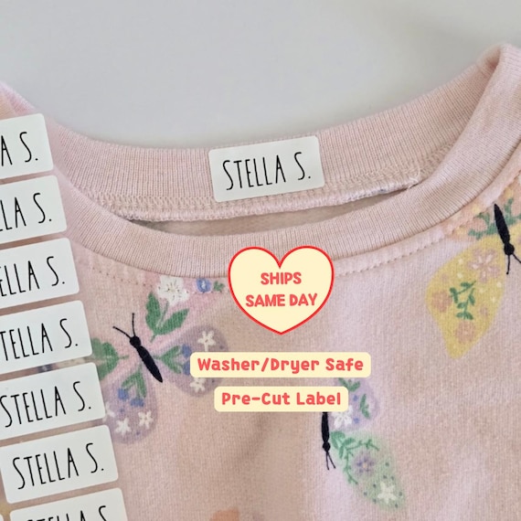 30 Iron on Clothing Name Labels, Washer/Dryer Safe, Custom Clothing Tags
