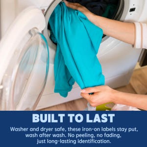 Iron-on label, clothing labels, clothing labels washable, clothing tag, Iron-On Name Labels for Clothing, Laundry Safe label, waterproof label, waterproof sticker, daycare label, dishwasher safe label, washer safe label, dryer safe label, namehello, NAMEBOX