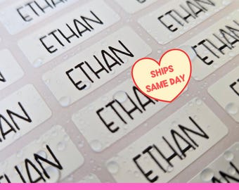 50 ULTRA WATERPROOF White Label, Kids Personalized Name Stickers for School, Daycare, Camp, Small Business, Back to School