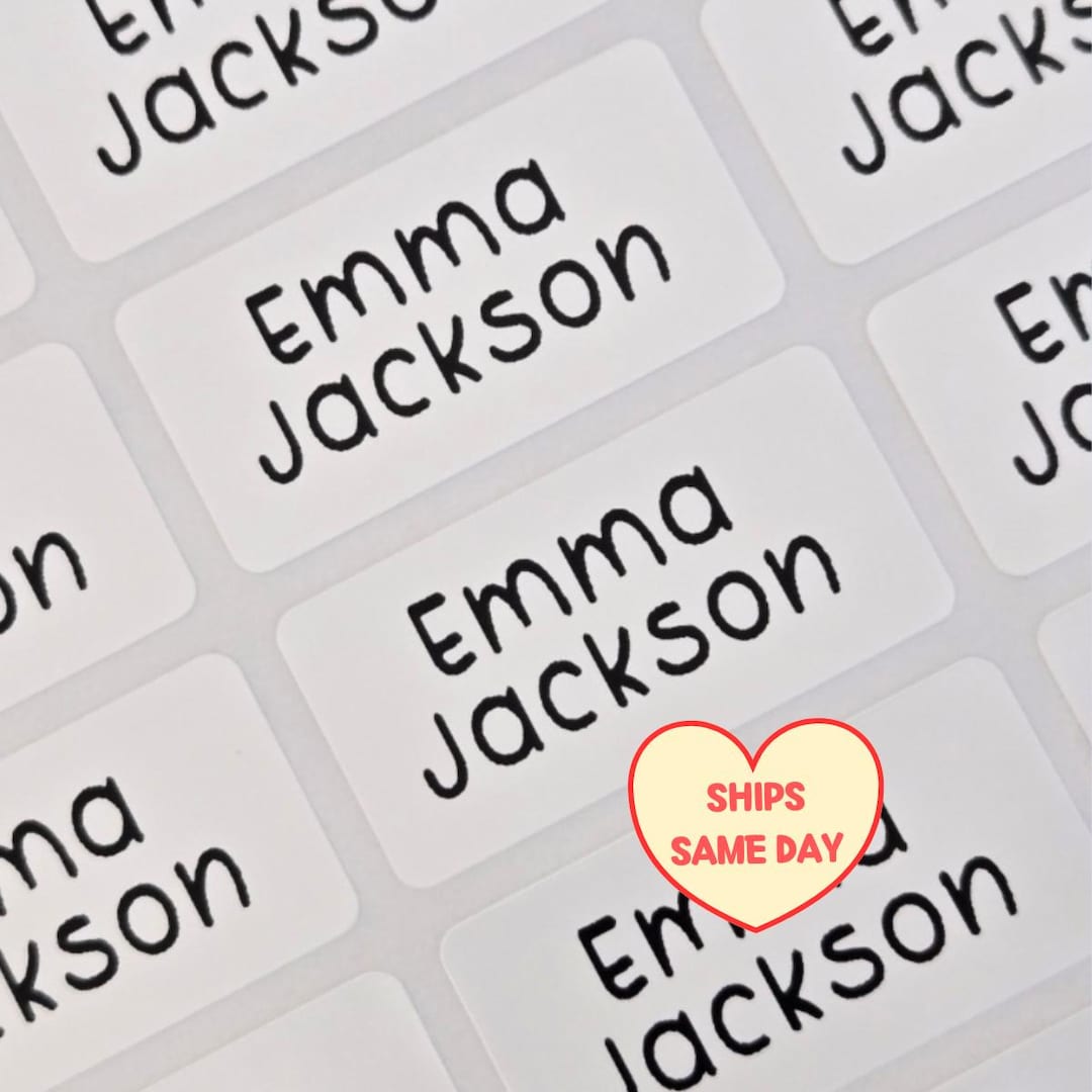 30 ULTRA WATERPROOF Name Labels, Personalized Kids Name Stickers for Daycare, Camp, Presch