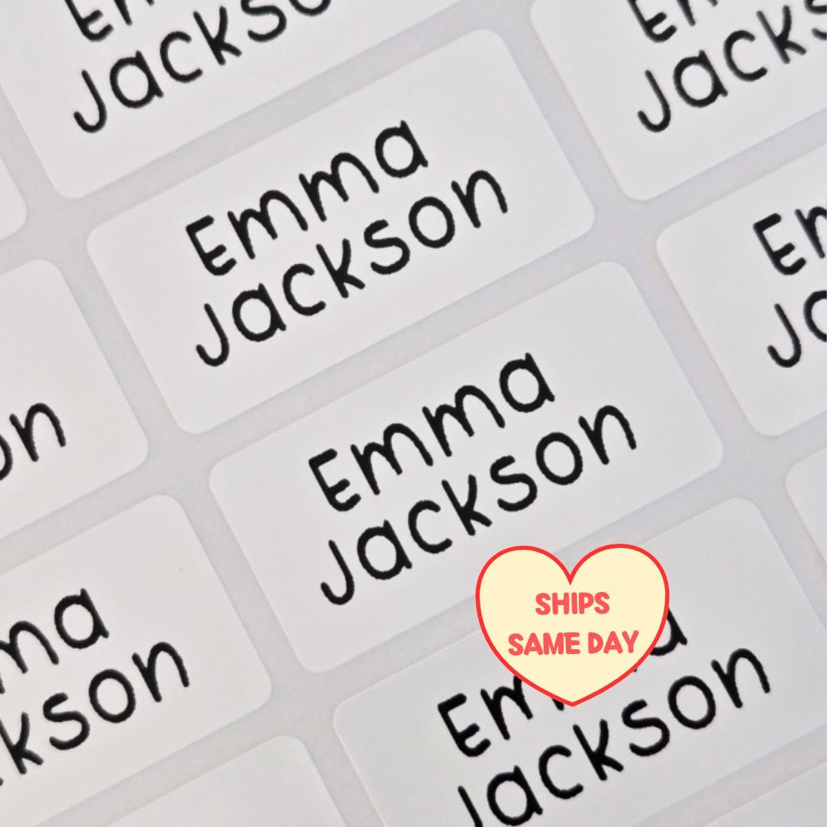 30 ULTRA WATERPROOF Name Labels, Personalized Kids Name Stickers for Daycare, Camp, Preschool, Back to School, DISHWASHER Safe