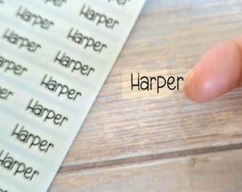 50 Clear Waterproof  Name Stickers, Personalized Transparent Labels for School, Daycare, Camp, Business, Back to School, Dishwasher Safe