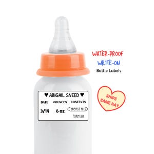 100 Baby Bottle Labels for Daycare - Personalized Breast Milk Daily Date Labels - Multi-Use, Waterproof, Sterilizing, Dishwasher Safe