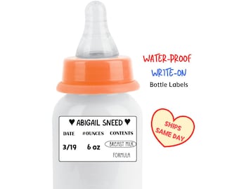 100 Baby Bottle Labels for Daycare - Personalized Breast Milk Daily Date Labels - Multi-Use, Waterproof, Sterilizing, Dishwasher Safe