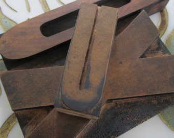 Letter U Antique Letterpress Wood Type Printers Block