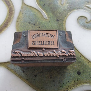 International Fertilizers Antique Letterpress Printing Block