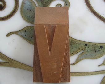 Letter V Antique Letterpress Wood Type Printers Block Lower Case