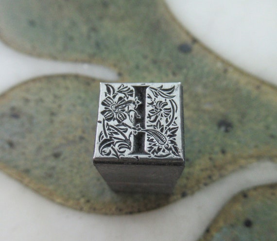 Initial I Decorative Ornament Antique Metal Letterpress Printing Block