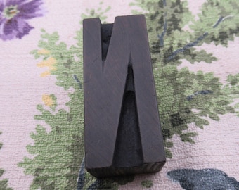 Letterpress Wood Type Printing Block Letter N Antique