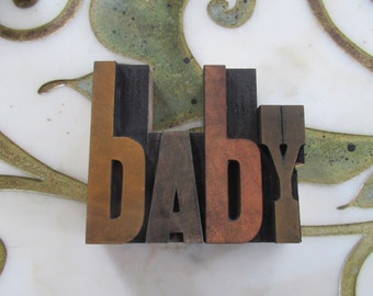 Baby  Letterpress Wood Type Printing Blocks