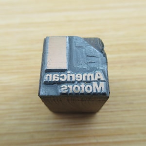 American Motors Vintage letterpress Printing Block