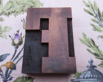 Letter F Antique Letterpress Wood Type Printing Block