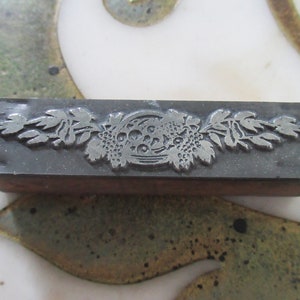 Fruit Basket and Grape Vines Vintage Letterpress Printing Block Bowl