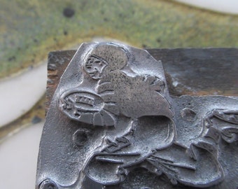 Football Player Vintage Letterpress Printers Block