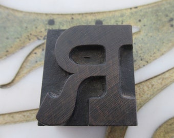 Letter R Antique Letterpress Wood Type Printing Block