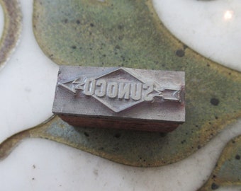 Sunoco Logo Vintage Letterpress Printing Block