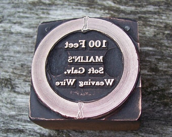 Malin's Galvanized Weaving Wire Antique Letterpress Printers Block