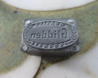 Vintage Letterpress Printing Block Glidden Products Seal