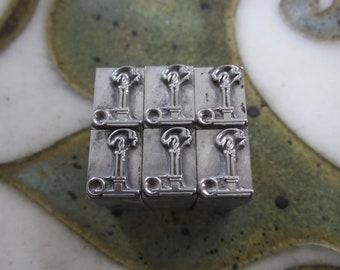Vintage Letterpress Impresión Bloque Metal Brillante Vela