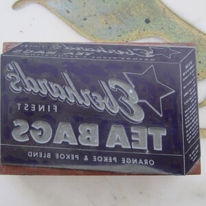Eberhard&#39;s Finest Tea Bags Letterpress Werbung Druck Block Grand Rapids Michigan
