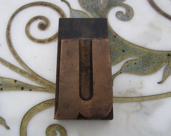 Letter U Antique Letterpress Wood Type Printers Block Lower Case