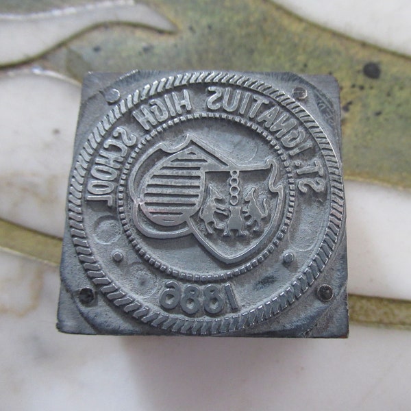 St. Ignatius High School Emblem Cleveland Vintage Letterpress Printing Block