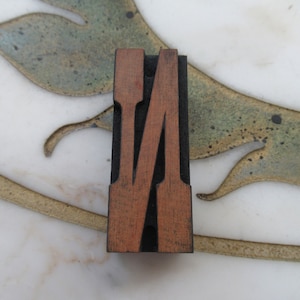 Antique Letterpress Wood Type Printers Block Letter N
