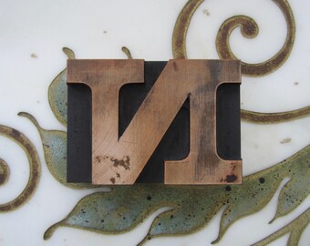 Letter N Antique Letterpress Wood Type Printing Block Wide Vintage