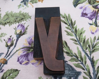 Letter Y Lower Case Antique Letterpress Wood Type Printing Block
