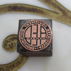 Associated Equipment Distributors Emblem Antique Letterpress Printers Block AED