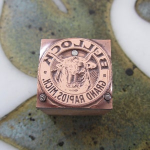 Bullock Logo Grand Rapids Michigan Antik Letterpress DruckBlock Kaffee