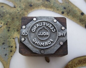 Cleveland Roll Forming Company Antique Letterpress Printers Block
